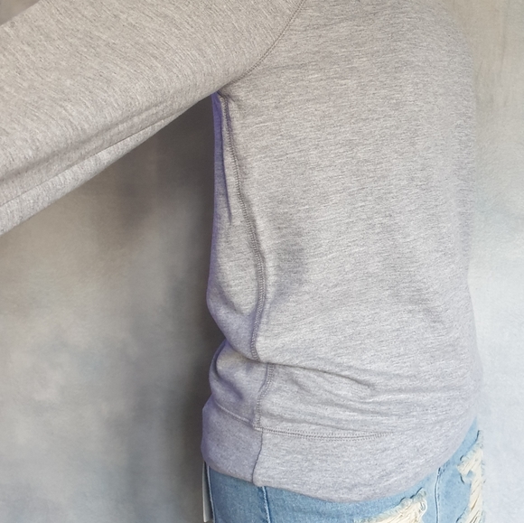 Champion Wm's Heather Grey French Terry Boatneck Sweatshirt Long Relaxed Fit MD - Picture 7 of 16